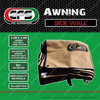 EFS Sand Colour Waterproof Ripstop 50+ UV Rated Awning Side Wall 2.5m x 2.5m