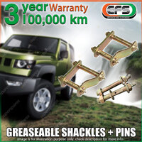 Rear EFS Greaseable Leaf Springs Shackles + Pins for Nissan Navara D40 4WD 09-11