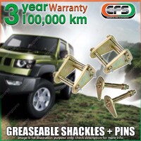 Front EFS Greaseable Shackles + Pins for Toyota Landcruiser FZJ HZJ 75 Series
