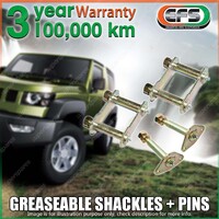 Rear EFS Greaseable Leaf Spring Shackles + Pins for Toyota Hilux 03/1984 TO 1997