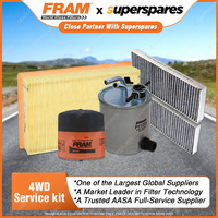 Fram 4WD Oil Air Fuel Cabin Filter Service Kit for Nissan Navara D40 2.5L