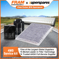 Fram 4WD Filter Service Kit for Toyota Landcruiser Prado KZJ120R 4Cyl 3.0L