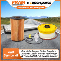 Fram 4WD Oil Air Fuel Filter Service Kit for Toyota Landcruiser VDJ79 Ref RSK15