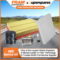 Fram 4WD Oil Air Fuel Cabin Filter Service Kit for Toyota Hilux TN121 2.7L