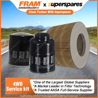 Fram 4WD Oil Air Fuel Filter Service Kit for Toyota Landcruiser HZJ105 Ref RSK41