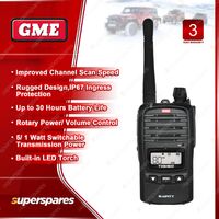 GME 5/1 Watt IP67 UHF CB Handheld Radio Up to 30 Hours Battery Life
