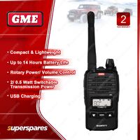 GME 2 Watt UHF CB Handheld Radio USB Charging Up to 14 Hours Battery Life