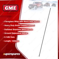 GME 1200mm Antenna Whip (8.1DBI Gain) - Fibreglass Whip with Black Heat Shrink