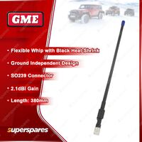 GME 380mm Flexible Antenna (2.1DBI Gain) - Flexible Whip with Black Heat Shrink