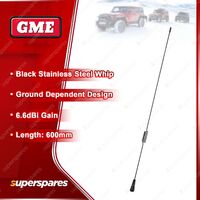 GME 600mm Antenna Whip (6.6DBI Gain) - Black Stainless Steel Whip AE4017