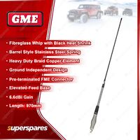 GME 970mm 6.6DBI Elevated-Feed Antenna - Barrel Style Stainless Steel Spring