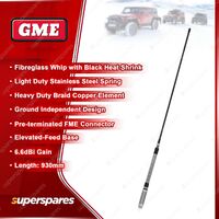 GME 930mm 6.6DBI Elevated-Feed Antenna - Light Duty Stainless Steel Spring