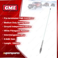 GME 1060mm 6.6DBI Gain UHF CB Antenna - White Fibreglass Radome AE4702