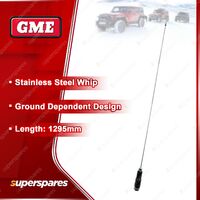 GME 1295mm Stainless Steel AM/FM Antenna Inc Whip Base Cable & Plug AEM-SS5