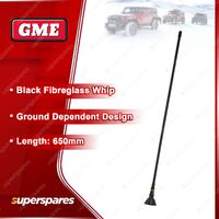 GME 650mm AM/FM Black Fiberglass Antenna Inc Whip Base Cable AEM7