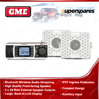 GME Bluetooth AM/FM Marine Stereo - Entertainment Pack 1 Stereo + 2 Speakers
