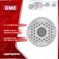 2x GME 110 Watt IP54 Marine Flush Mount Speakers with Grilles - White