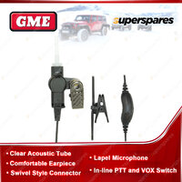 GME Clear Eartube Lapel Microphone Security Kit Suit TX665/TX667/TX675