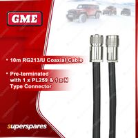 GME 10M RG213/U Coaxial Cable pre-terminated with PL-SS259 & N Type Connector