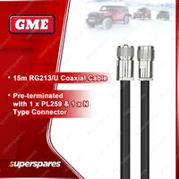 GME 15M RG213/U Coaxial Cable pre-terminated with PL259 & N Type Connector
