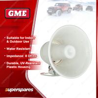 GME 8 Watt White P.A. Horn With Lead Plug - Durable UV-Resistant Plastic Housing