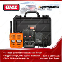 GME 5/1 Watt IP67 UHF CB Handheld Radio Kit Twin Pack -Blaze Orange TX-SS6160OTP