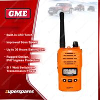 GME 5/1 Watt IP67 UHF CB Handheld Radio w/ LED torch - Blaze Orange TX-SS6160XO