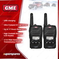 GME 1 Watt UHF CB Handheld Radio Kit with USB Charging - Twin Pack TX-SS667TP