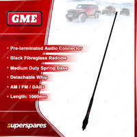 GME 1060mm Black Fibreglass Radome AM/FM Antenna with Medium Duty Spring Base