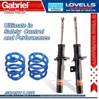 2 Front Sport Low Gabriel Ultra Strut Shocks + Lovells Springs for Peugeot 406