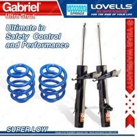 2 Front Super Low Gabriel Ultra Strut Shocks + Lovells Springs for Ford Focus LW