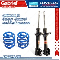 2 Rear Sport Low Gabriel Ultra Shocks + Lovells Springs for Nissan Bluebird U13