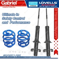 2 Front Sport Low Gabriel Ultra Strut Shocks + Lovells Springs for Honda CRX ED9