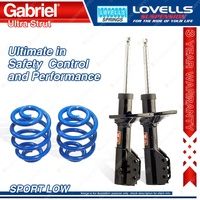 2 Front Sport Low Gabriel Ultra Strut Shocks + Lovells Springs for Mazda 323 BA