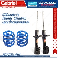 2 Rear Sport Low Gabriel Ultra Strut Shocks + Lovells Springs for Mazda 323 BA