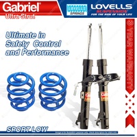 2 Front Sport Low Gabriel Ultra Strut Shocks + Lovells Springs for Ford Focus LR
