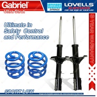 2 Rear Sport Low Gabriel Ultra Strut Shocks + Lovells Springs for Kia Mentor AFA