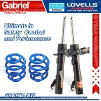 2 Front Sport Low Gabriel Ultra Strut Shocks + Lovells Springs for Mazda 3 BK