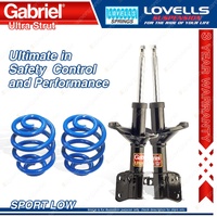 2 Front Sport Low Ultra Strut Shocks + Lovells Springs for Subaru Liberty BC7
