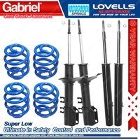F + R Super Low Gabriel Ultra Shocks + Coil Springs for Holden Barina MF MH
