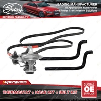 Gates Thermostat + Heater Hose + Drive Belt Kit for Mazda 323 BA1 1.8L with A/C