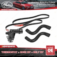 Gates Thermostat + Radiator Hose + Drive Belt Kit for BMW 318i E46 1.9L Auto