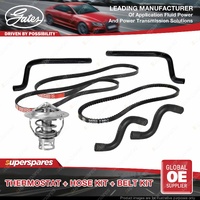 Gates Thermostat + Radiator Heater Hose + Drive Belt Kit for Holden Commodore VL