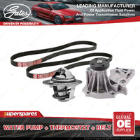 Gates Water Pump + Thermostat + Belt Kit for Ford Fiesta WQ 1.6L 74kW 2006-2008