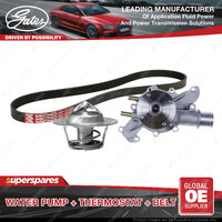 Gates Water Pump + Thermostat + Belt Kit for Ford Falcon AU 5.6L 250kW 2002-2002