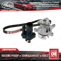 Gates Water Pump + Thermostat + Belt Kit for Mazda Tribute EP 2.3L 110kW with AC