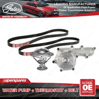 Gates Water Pump + Thermostat + Belt Kit for Toyota Landcruiser HDJ80 4.2L 118kW