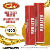 2 x Gulf Western Red Tacky Grease HD Lithium Metal Soap Based Grease 450g
