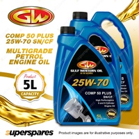 2 x Gulf Western Comp 50 Plus 25W-70 SN/CF Multigrade Petrol Engine Oil 5L