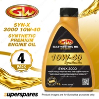 4 x Gulf Western SYN-X 3000 10W-40 API SN/CF ACEA A3/B4 Premium Engine Oil 1L